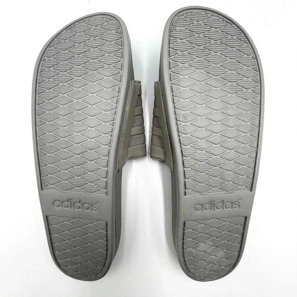 adidas Adilette Comfort Slides Men 13 Women 14 Grey ID3404 3-Stripe Sandals *NEW